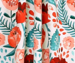 Poppy Garden Aqua & Red Room-Darkening Back Tab Curtain Panel Pair, (95") 10 Poppy Garden Aqua & Red Room-Darkening Back Tab Curtain Panel Pair, (95") -Cuisinart Store 810468163 3