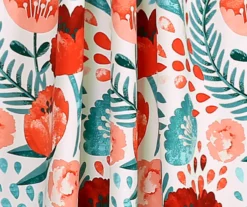 Poppy Garden Aqua & Red Room-Darkening Back Tab Curtain Panel Pair, (108") 8 Poppy Garden Aqua & Red Room-Darkening Back Tab Curtain Panel Pair, (108") -Cuisinart Store 810468165 2