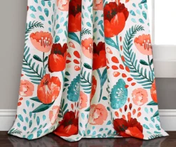 Poppy Garden Aqua & Red Room-Darkening Back Tab Curtain Panel Pair, (108") 9 Poppy Garden Aqua & Red Room-Darkening Back Tab Curtain Panel Pair, (108") -Cuisinart Store 810468165 3