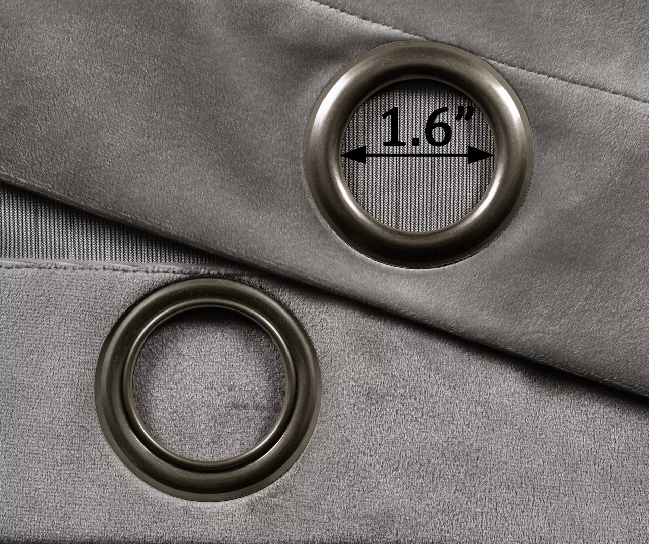 Prima Velvet Gray Room-Darkening Grommet Curtain Panel Pair, (108") 4 Prima Velvet Gray Room-Darkening Grommet Curtain Panel Pair, (108") - Image 4