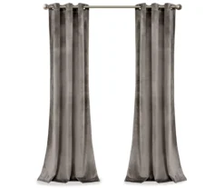 Prima Velvet Gray Room-Darkening Grommet Curtain Panel Pair, (95") 13 Prima Velvet Gray Room-Darkening Grommet Curtain Panel Pair, (95") -Cuisinart Store 810468167 6