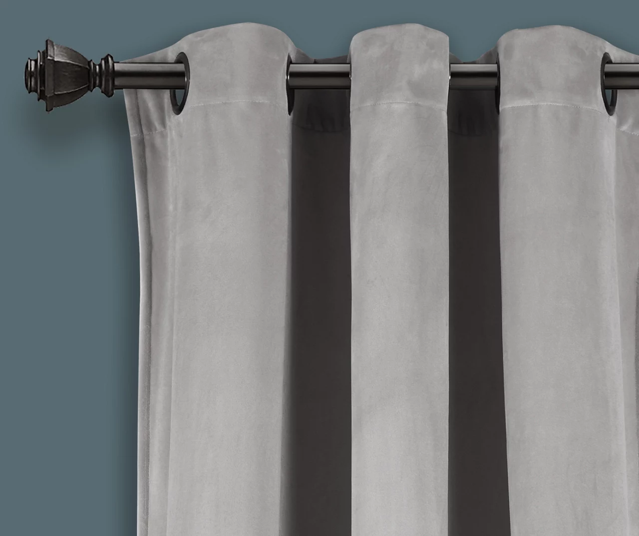 Prima Velvet Light Gray Room-Darkening Grommet Curtain Panel Pair, (84") 2 Prima Velvet Light Gray Room-Darkening Grommet Curtain Panel Pair, (84") - Image 2