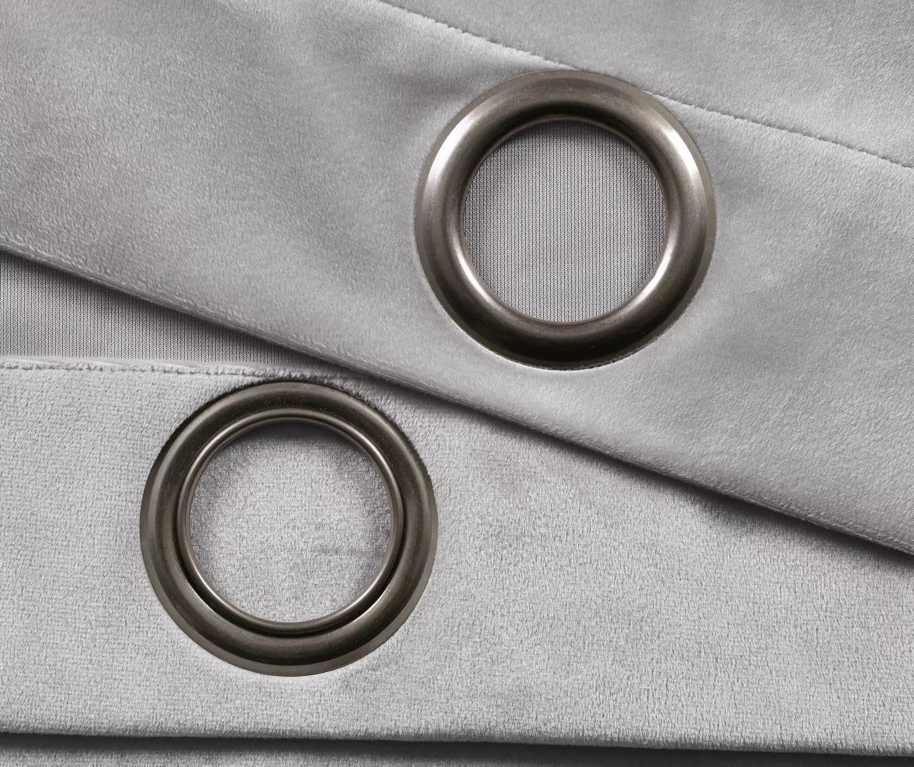 Prima Velvet Light Gray Room-Darkening Grommet Curtain Panel Pair, (84") 4 Prima Velvet Light Gray Room-Darkening Grommet Curtain Panel Pair, (84") - Image 4