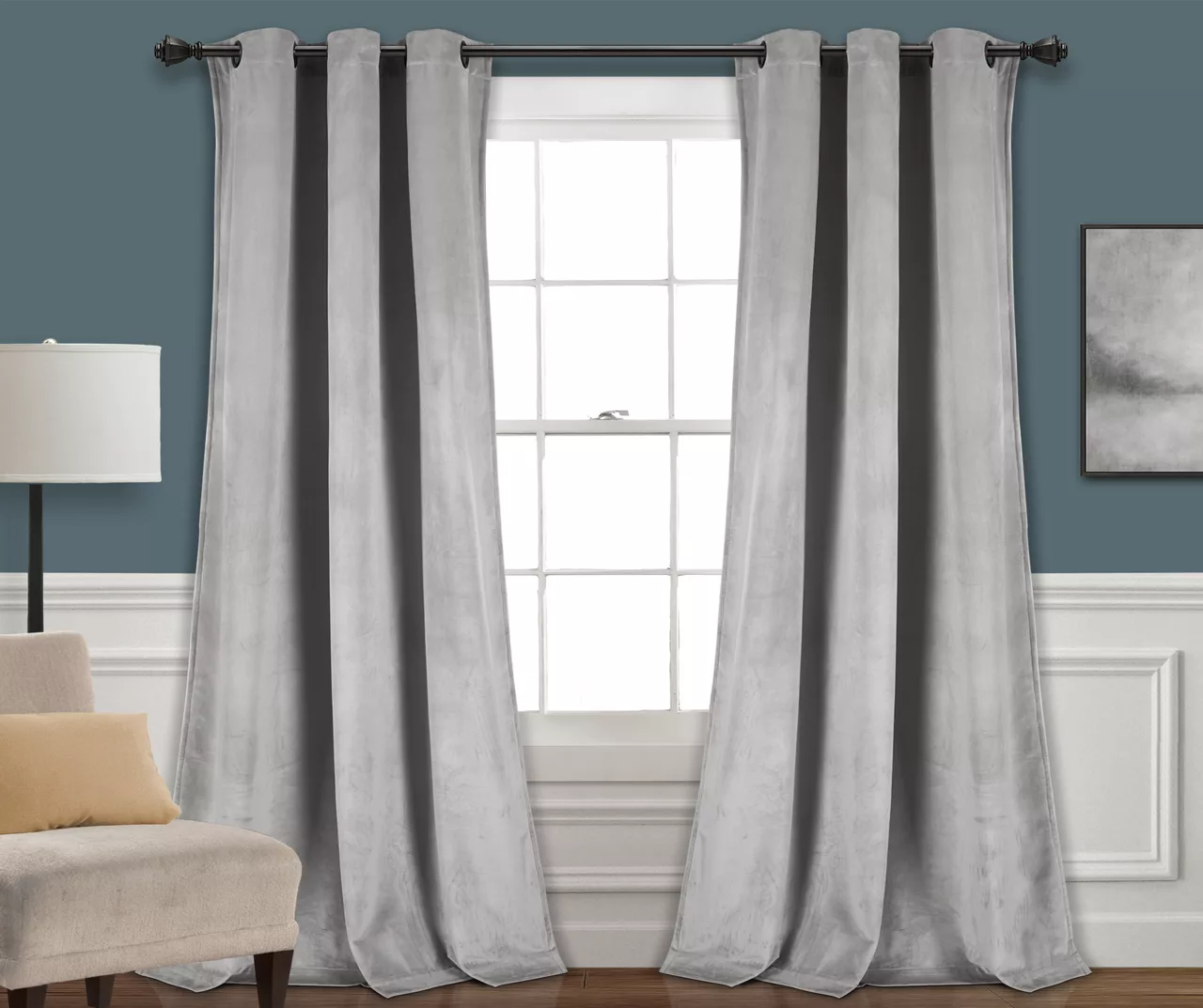 Prima Velvet Room-Darkening Grommet Curtain Panel Pair 3 Prima Velvet Room-Darkening Grommet Curtain Panel Pair - Image 3