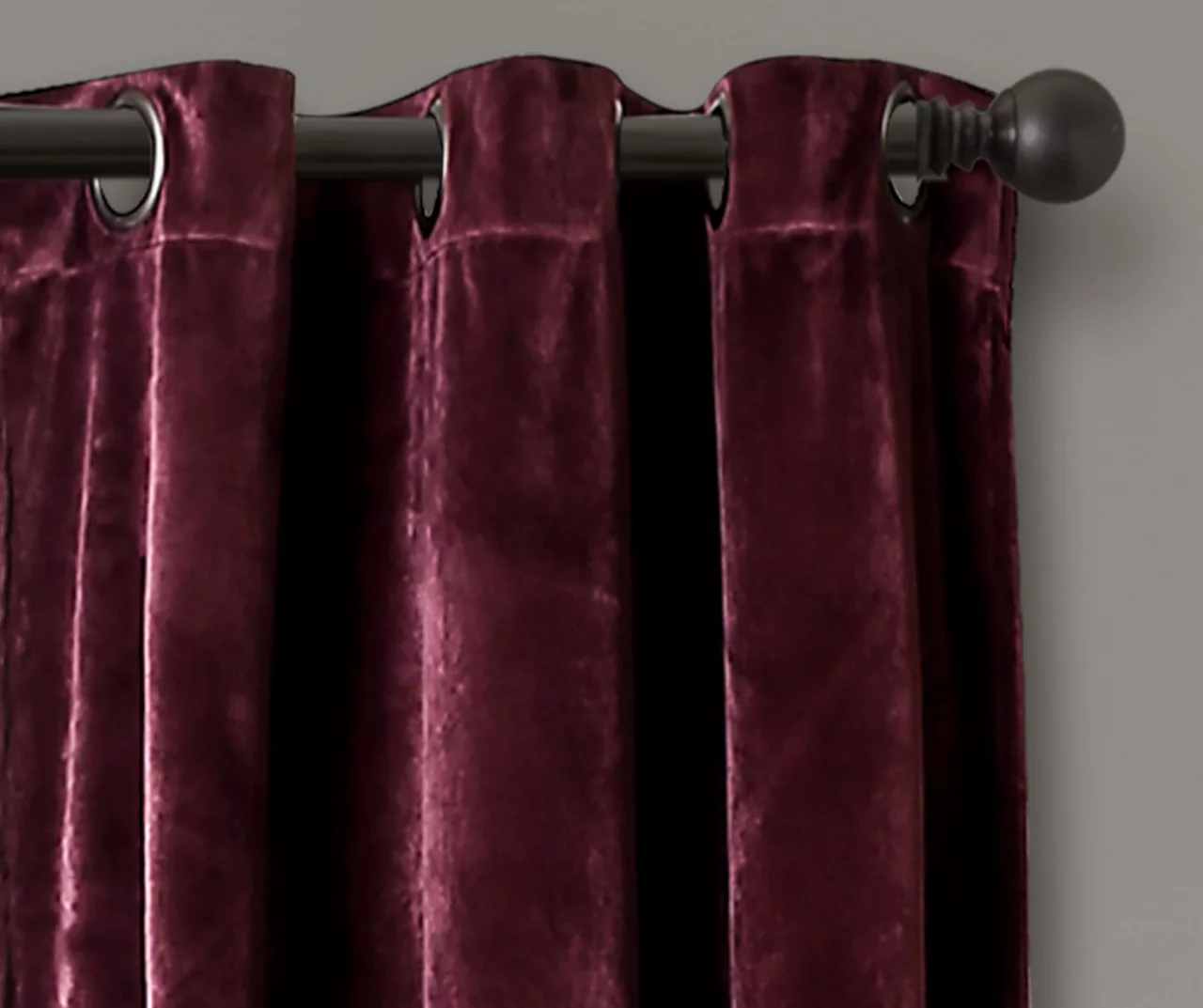 Prima Velvet Plum Room-Darkening Grommet Curtain Panel Pair, (95") 2 Prima Velvet Plum Room-Darkening Grommet Curtain Panel Pair, (95") - Image 2