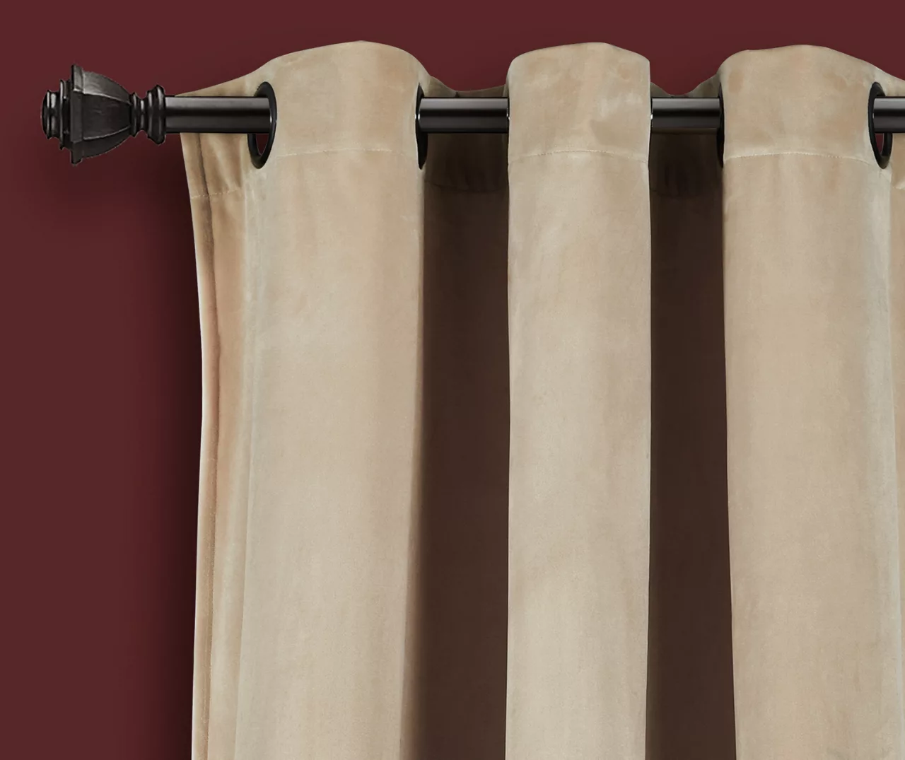 Prima Velvet Wheat Room-Darkening Grommet Curtain Panel Pair, (84") 2 Prima Velvet Wheat Room-Darkening Grommet Curtain Panel Pair, (84") - Image 2