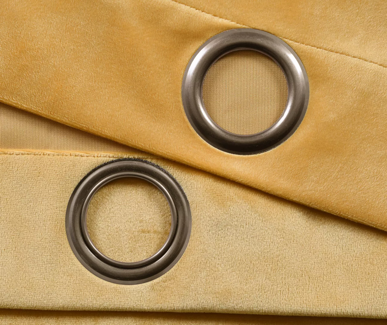 Prima Velvet Yellow Room-Darkening Grommet Curtain Panel Pair, (84") 4 Prima Velvet Yellow Room-Darkening Grommet Curtain Panel Pair, (84") - Image 4