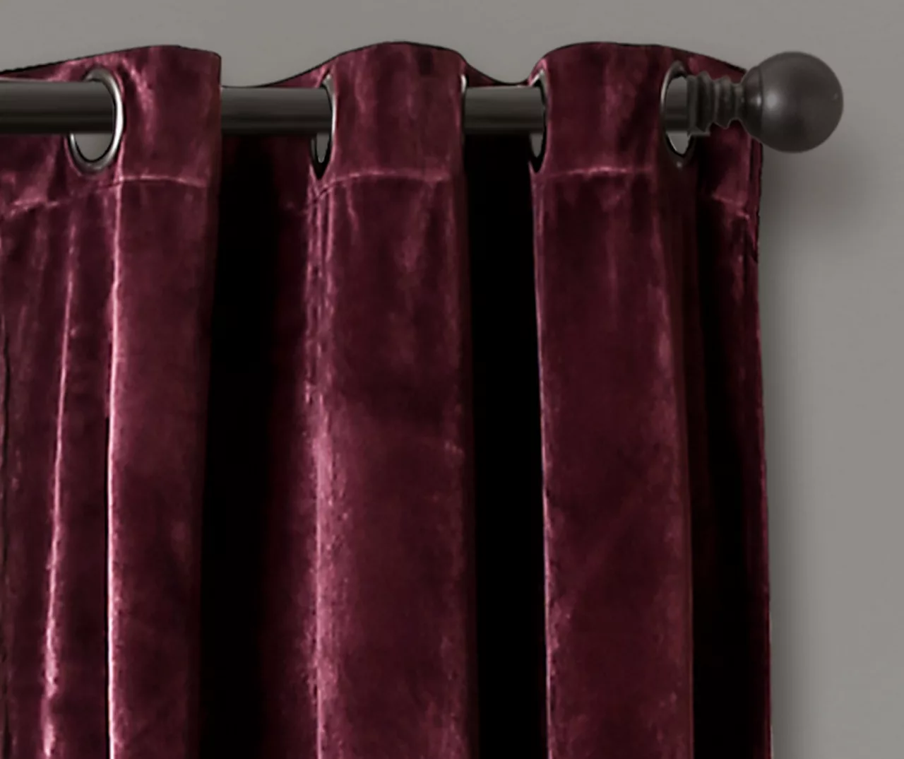 Prima Velvet Plum Room-Darkening Grommet Curtain Panel Pair, (84") 2 Prima Velvet Plum Room-Darkening Grommet Curtain Panel Pair, (84") - Image 2