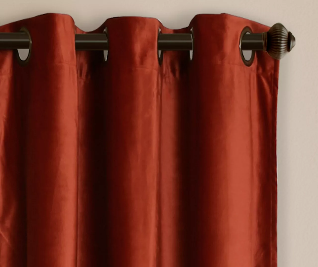 Prima Velvet Rust Room-Darkening Grommet Curtain Panel Pair, (84") 2 Prima Velvet Rust Room-Darkening Grommet Curtain Panel Pair, (84") - Image 2