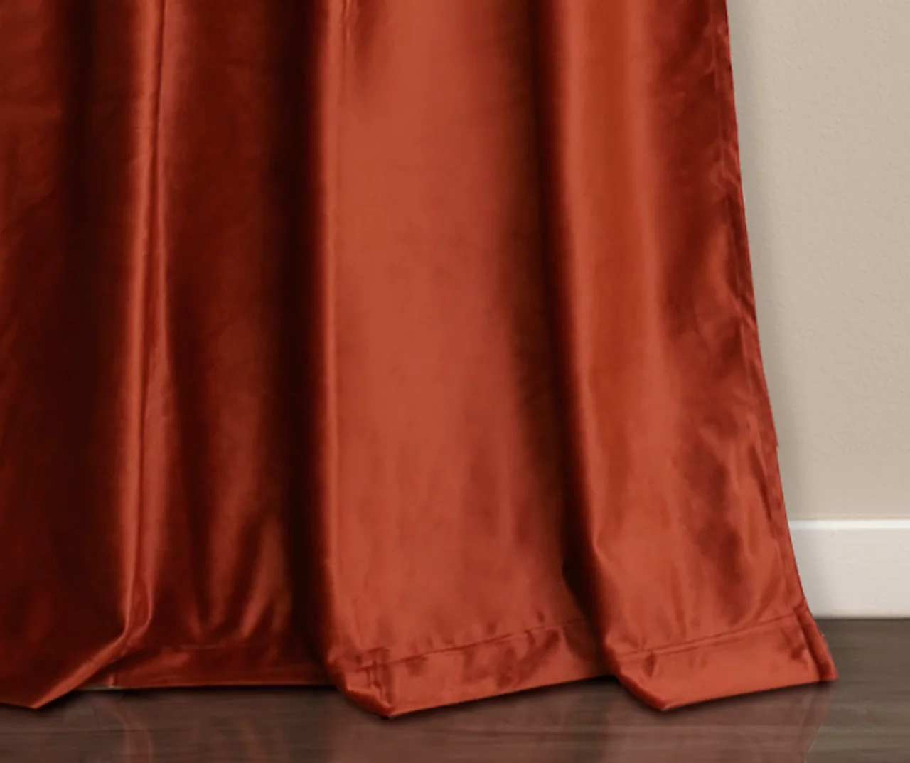 Prima Velvet Rust Room-Darkening Grommet Curtain Panel Pair, (84") 4 Prima Velvet Rust Room-Darkening Grommet Curtain Panel Pair, (84") - Image 4
