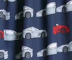 Race Cars Navy & Red Room-Darkening Back Tab Curtain Panel Pair, (84") -Cuisinart Store 810468182 2