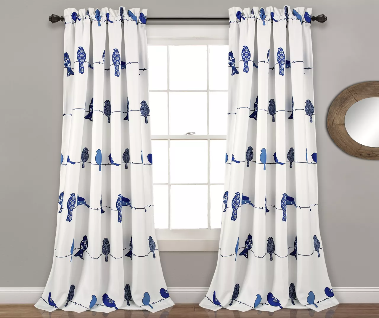 Rowley Birds Room-Darkening Rod Pocket Curtain Panel Pair 1 Rowley Birds Room-Darkening Rod Pocket Curtain Panel Pair