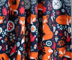 Pixie Fox Navy & Orange Room-Darkening Rod Pocket Curtain Panel Pair, (84") -Cuisinart Store 810468184 2