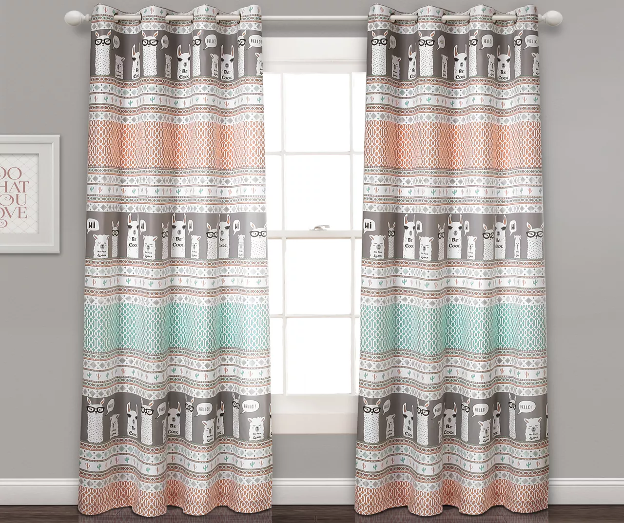 Llama Stripe Room-Darkening Grommet Curtain Panel Pair, (84") 2 Llama Stripe Room-Darkening Grommet Curtain Panel Pair, (84") - Image 2