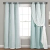 Lush Blue Blackout Grommet Curtain Panel Pair With Sheer Overlay, (84")