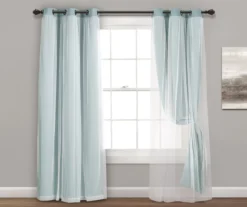 Lush Blue Blackout Grommet Curtain Panel Pair With Sheer Overlay, (84") -Cuisinart Store 810468186 3
