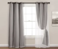 Lush Dark Gray Blackout Grommet Curtain Panel Pair With Sheer Overlay, (95") 11 Lush Dark Gray Blackout Grommet Curtain Panel Pair With Sheer Overlay, (95") -Cuisinart Store 810468187 3