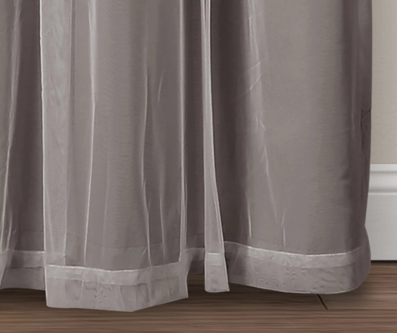 Lush Dark Gray Blackout Grommet Curtain Panel Pair With Sheer Overlay, (95") 7 Lush Dark Gray Blackout Grommet Curtain Panel Pair With Sheer Overlay, (95") - Image 7