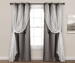 Lush Dark Gray Blackout Grommet Curtain Panel Pair With Sheer Overlay, (84") 9 Lush Dark Gray Blackout Grommet Curtain Panel Pair With Sheer Overlay, (84") -Cuisinart Store 810468189 2