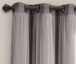 Lush Dark Gray Blackout Grommet Curtain Panel Pair With Sheer Overlay, (84") 11 Lush Dark Gray Blackout Grommet Curtain Panel Pair With Sheer Overlay, (84") -Cuisinart Store 810468189 4