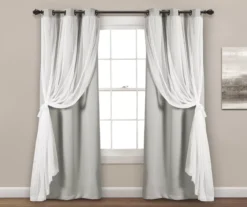 Lush Light Gray Blackout Grommet Curtain Panel Pair With Sheer Overlay, (108") -Cuisinart Store 810468190 1 1