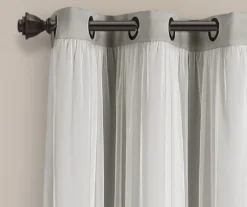 Lush Light Gray Blackout Grommet Curtain Panel Pair With Sheer Overlay, (108") -Cuisinart Store 810468190 4