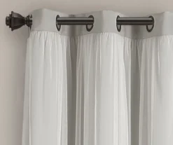 Lush Light Gray Blackout Grommet Curtain Panel Pair With Sheer Overlay, (63") -Cuisinart Store 810468192 4