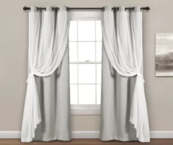 Lush Light Gray Blackout Grommet Curtain Panel Pair With Sheer Overlay, (84") -Cuisinart Store 810468193 2