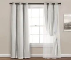Lush Light Gray Blackout Grommet Curtain Panel Pair With Sheer Overlay, (84") -Cuisinart Store 810468193 3