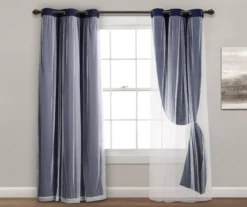 Lush Navy Blackout Grommet Curtain Panel Pair With Sheer Overlay, (84") -Cuisinart Store 810468196 3
