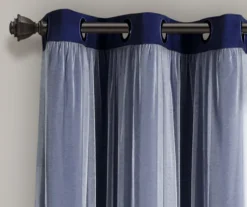 Lush Navy Blackout Grommet Curtain Panel Pair With Sheer Overlay, (84") -Cuisinart Store 810468196 4