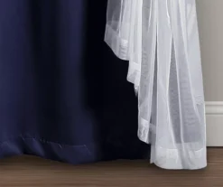 Lush Navy Blackout Grommet Curtain Panel Pair With Sheer Overlay, (84") -Cuisinart Store 810468196 5