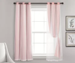 Lush Pink Blackout Grommet Curtain Panel Pair With Sheer Overlay, (63") -Cuisinart Store 810468197 3