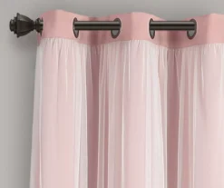 Lush Pink Blackout Grommet Curtain Panel Pair With Sheer Overlay, (63") -Cuisinart Store 810468197 4