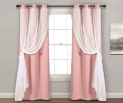 Lush Pink Blackout Grommet Curtain Panel Pair With Sheer Overlay, (84") 9 Lush Pink Blackout Grommet Curtain Panel Pair With Sheer Overlay, (84") -Cuisinart Store 810468198 2