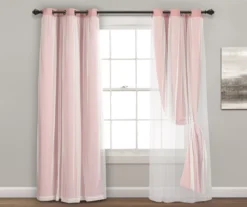Lush Pink Blackout Grommet Curtain Panel Pair With Sheer Overlay, (84") 10 Lush Pink Blackout Grommet Curtain Panel Pair With Sheer Overlay, (84") -Cuisinart Store 810468198 3