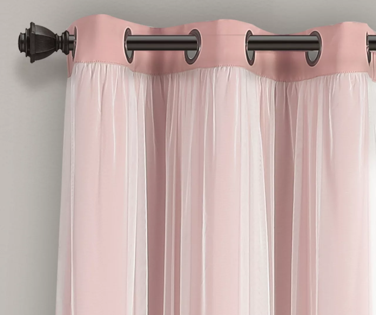 Lush Pink Blackout Grommet Curtain Panel Pair With Sheer Overlay, (84") 5 Lush Pink Blackout Grommet Curtain Panel Pair With Sheer Overlay, (84") - Image 5
