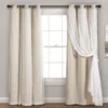 Lush Wheat Blackout Grommet Curtain Panel Pair With Sheer Overlay, (95")