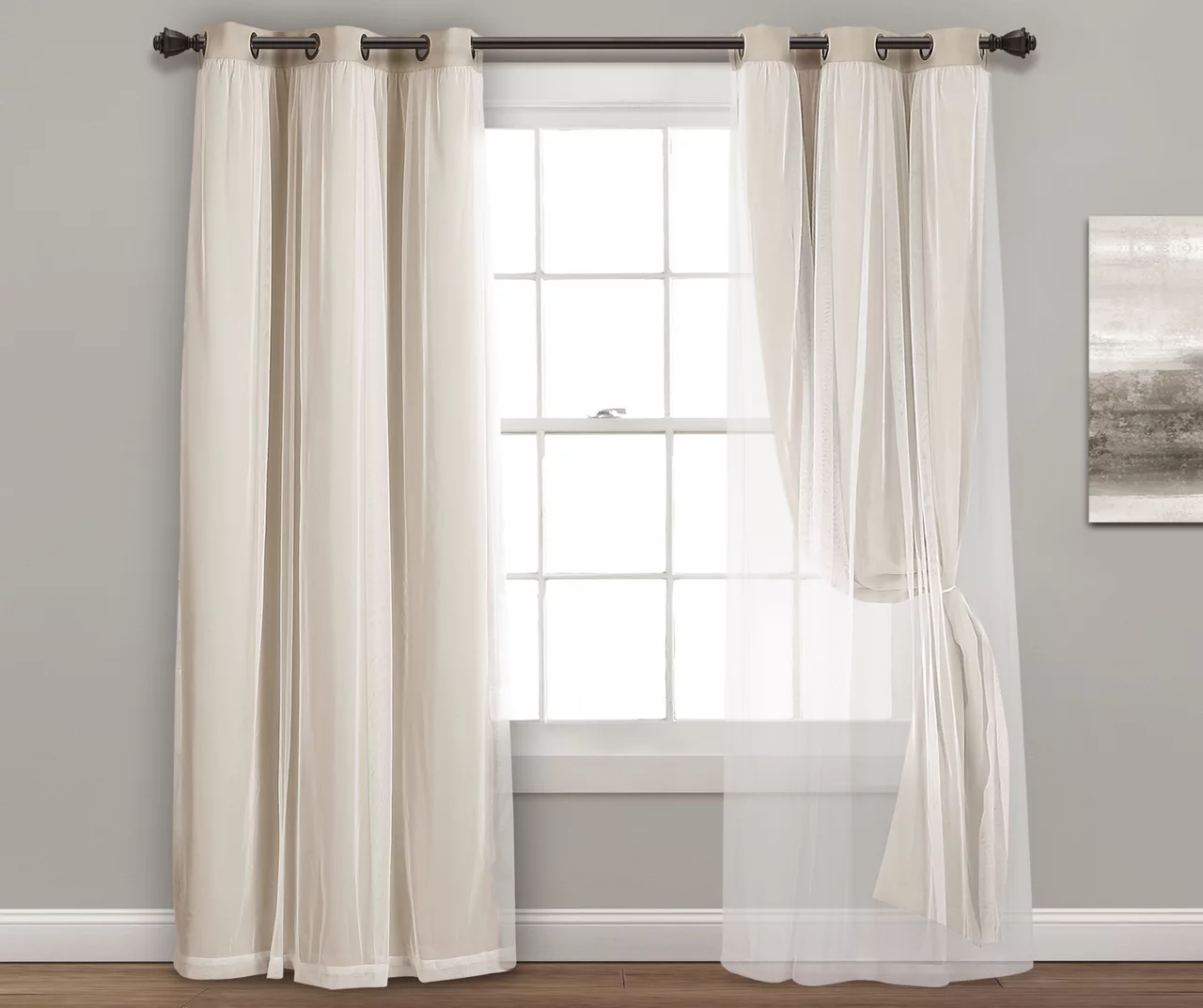 Lush Wheat Blackout Grommet Curtain Panel Pair With Sheer Overlay, (95") 4 Lush Wheat Blackout Grommet Curtain Panel Pair With Sheer Overlay, (95") - Image 4