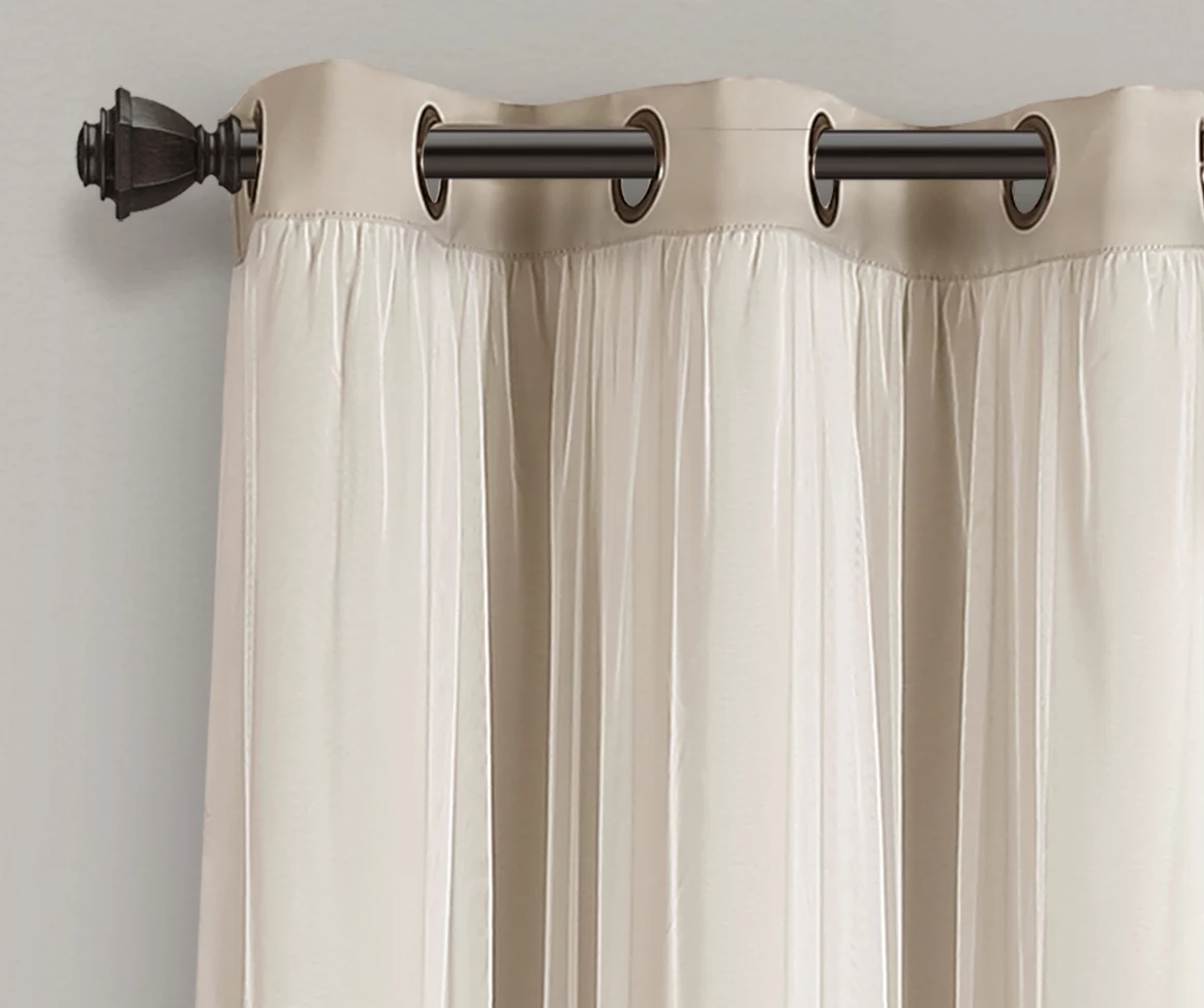 Lush Wheat Blackout Grommet Curtain Panel Pair With Sheer Overlay, (108") 5 Lush Wheat Blackout Grommet Curtain Panel Pair With Sheer Overlay, (108") - Image 5