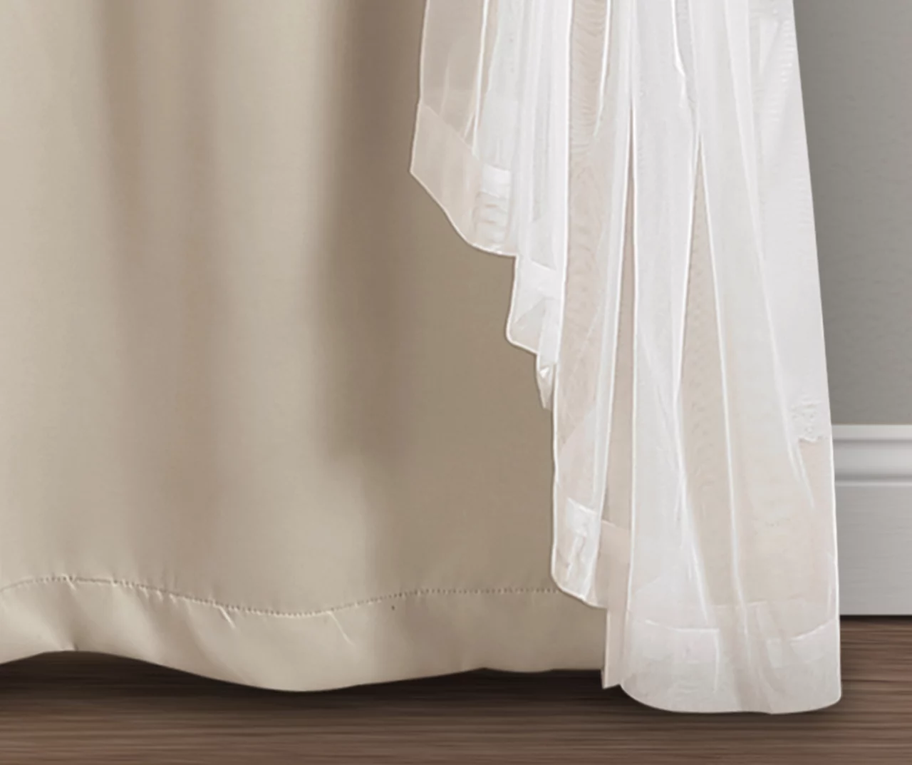 Lush Wheat Blackout Grommet Curtain Panel Pair With Sheer Overlay, (108") 6 Lush Wheat Blackout Grommet Curtain Panel Pair With Sheer Overlay, (108") - Image 6