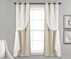 Lush Wheat Blackout Grommet Curtain Panel Pair With Sheer Overlay, (63") 9 Lush Wheat Blackout Grommet Curtain Panel Pair With Sheer Overlay, (63") -Cuisinart Store 810468202 2