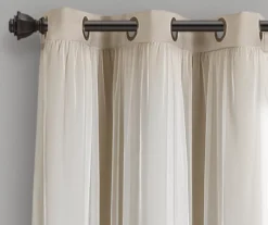 Lush Wheat Blackout Grommet Curtain Panel Pair With Sheer Overlay, (63") 11 Lush Wheat Blackout Grommet Curtain Panel Pair With Sheer Overlay, (63") -Cuisinart Store 810468202 4