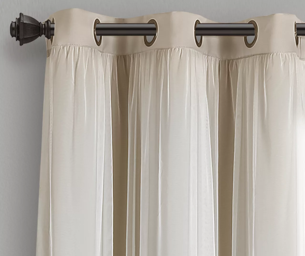 Lush Wheat Blackout Grommet Curtain Panel Pair With Sheer Overlay, (63") 5 Lush Wheat Blackout Grommet Curtain Panel Pair With Sheer Overlay, (63") - Image 5