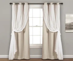 Lush Wheat Blackout Grommet Curtain Panel Pair With Sheer Overlay, (84") -Cuisinart Store 810468203 2