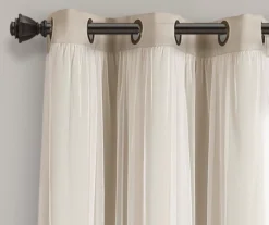 Lush Wheat Blackout Grommet Curtain Panel Pair With Sheer Overlay, (84") -Cuisinart Store 810468203 4