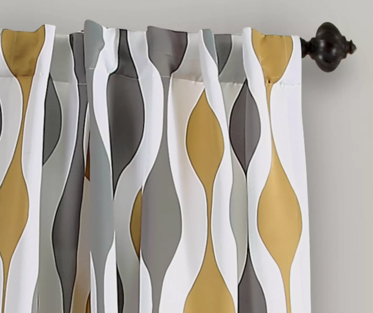 Mid-Century Geo Gold & Gray Room-Darkening Back Tab Curtain Panel Pair, (108") 2 Mid-Century Geo Gold & Gray Room-Darkening Back Tab Curtain Panel Pair, (108") - Image 2