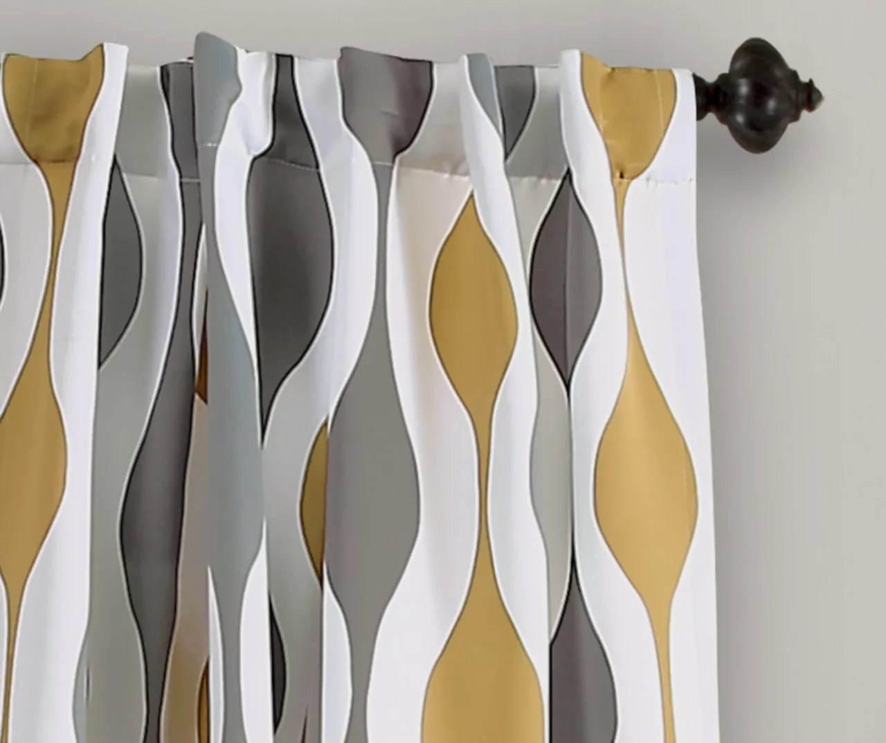 Mid-Century Geo Gold & Gray Room-Darkening Back Tab Curtain Panel Pair, (84") 2 Mid-Century Geo Gold & Gray Room-Darkening Back Tab Curtain Panel Pair, (84") - Image 2