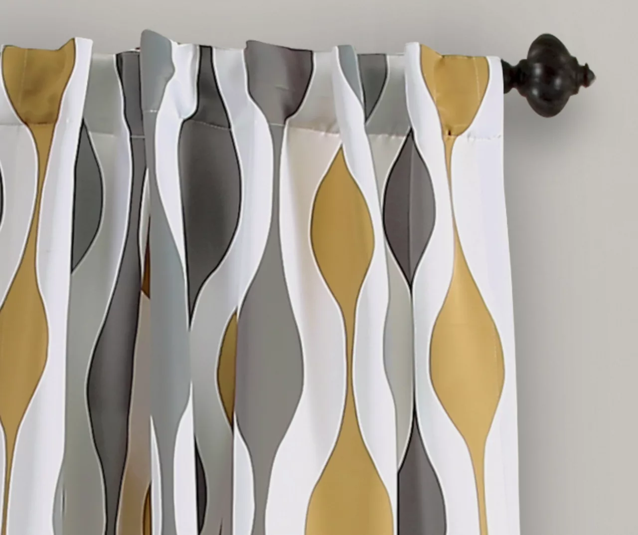 Mid-Century Geo Gold & Gray Room-Darkening Back Tab Curtain Panel Pair, (95") 2 Mid-Century Geo Gold & Gray Room-Darkening Back Tab Curtain Panel Pair, (95") - Image 2