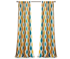 Mid-Century Geo Turquoise & Orange Room-Darkening Back Tab Curtain Panel Pair, (84") 15 Mid-Century Geo Turquoise & Orange Room-Darkening Back Tab Curtain Panel Pair, (84") -Cuisinart Store 810468210 7 1